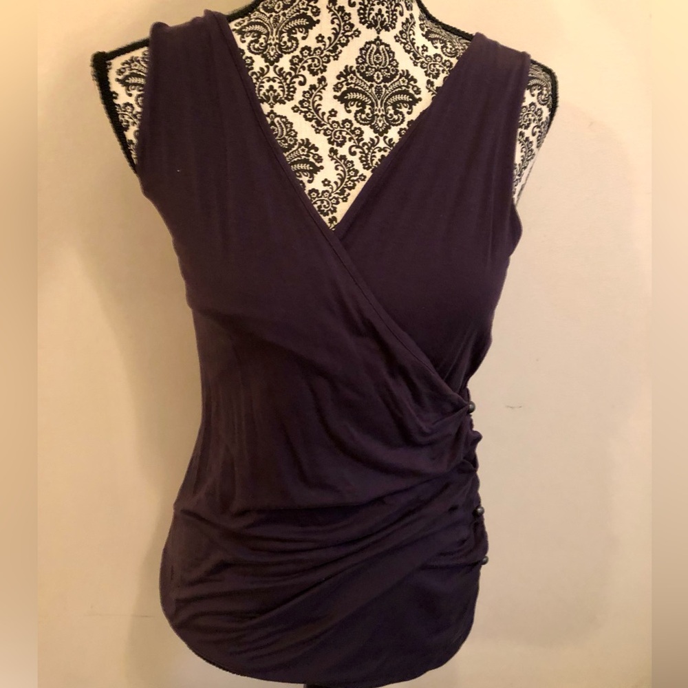 Ann Taylor Women's Sleeveless Wrap Top - Dark Purple